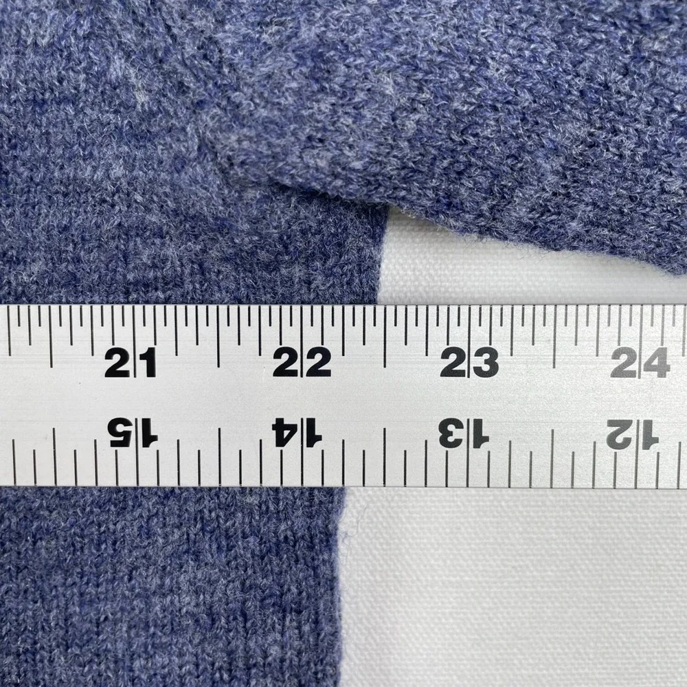 J.‎ Crew Merino Wool Sweater V-Neck Elbow Patch Slim Fit Blue XL